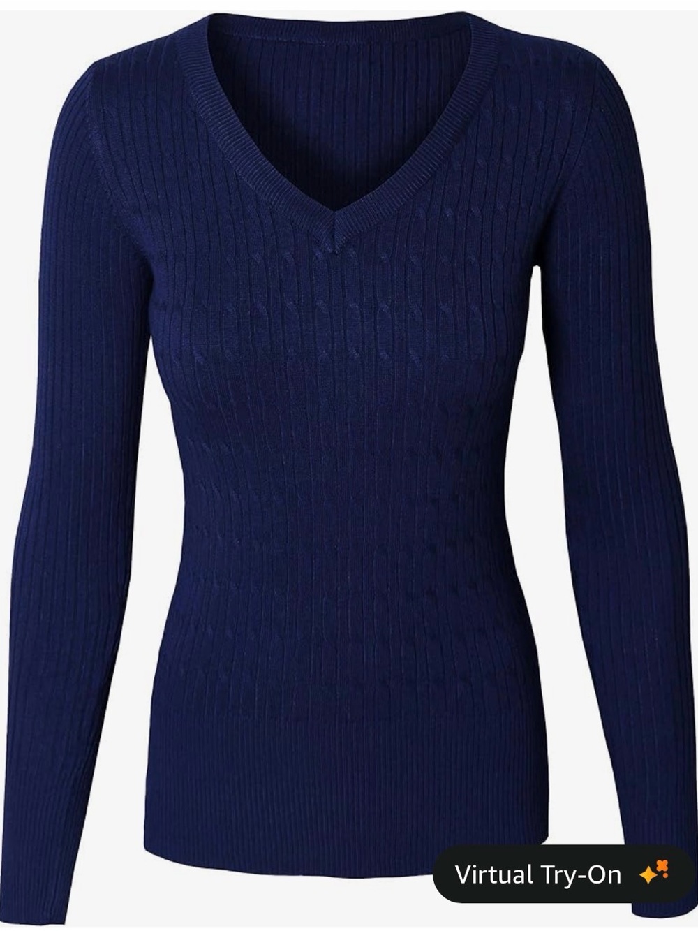 Cielo Cotton and Silk Navy Ribbed Knit Top